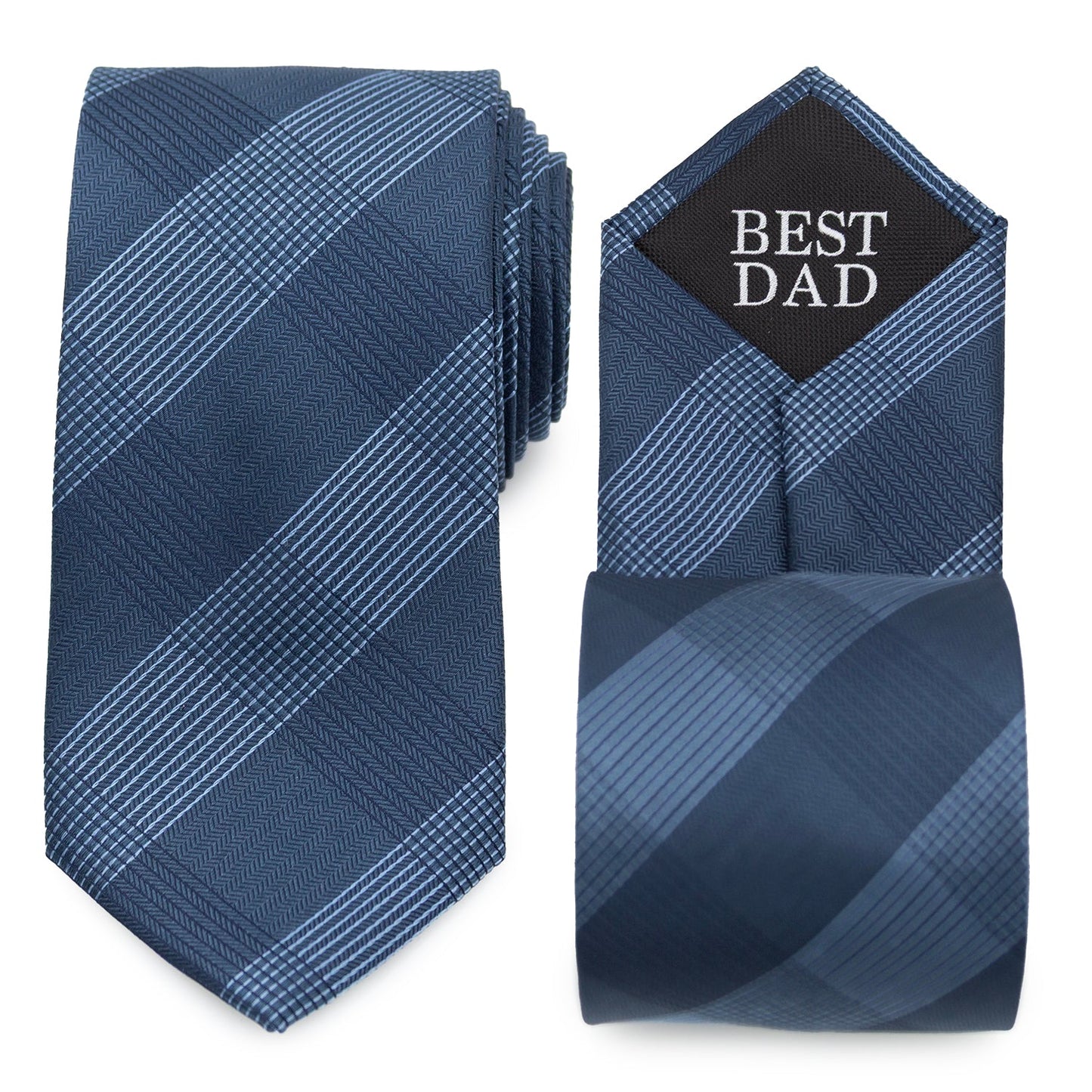 Corbata azul oscuro de cuadros para hombre, el mejor papá