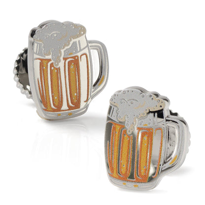 Gemelos plateados con mensaje oculto de cerveza