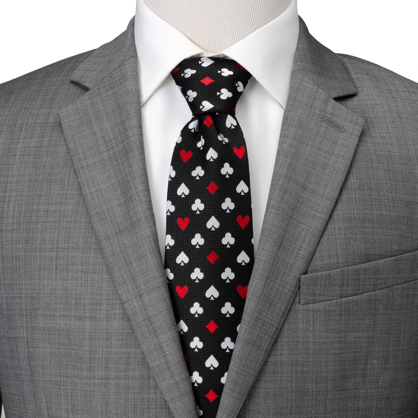 Card Suits Vegas Hidden Message Black Men's Tie - My Men's Shop