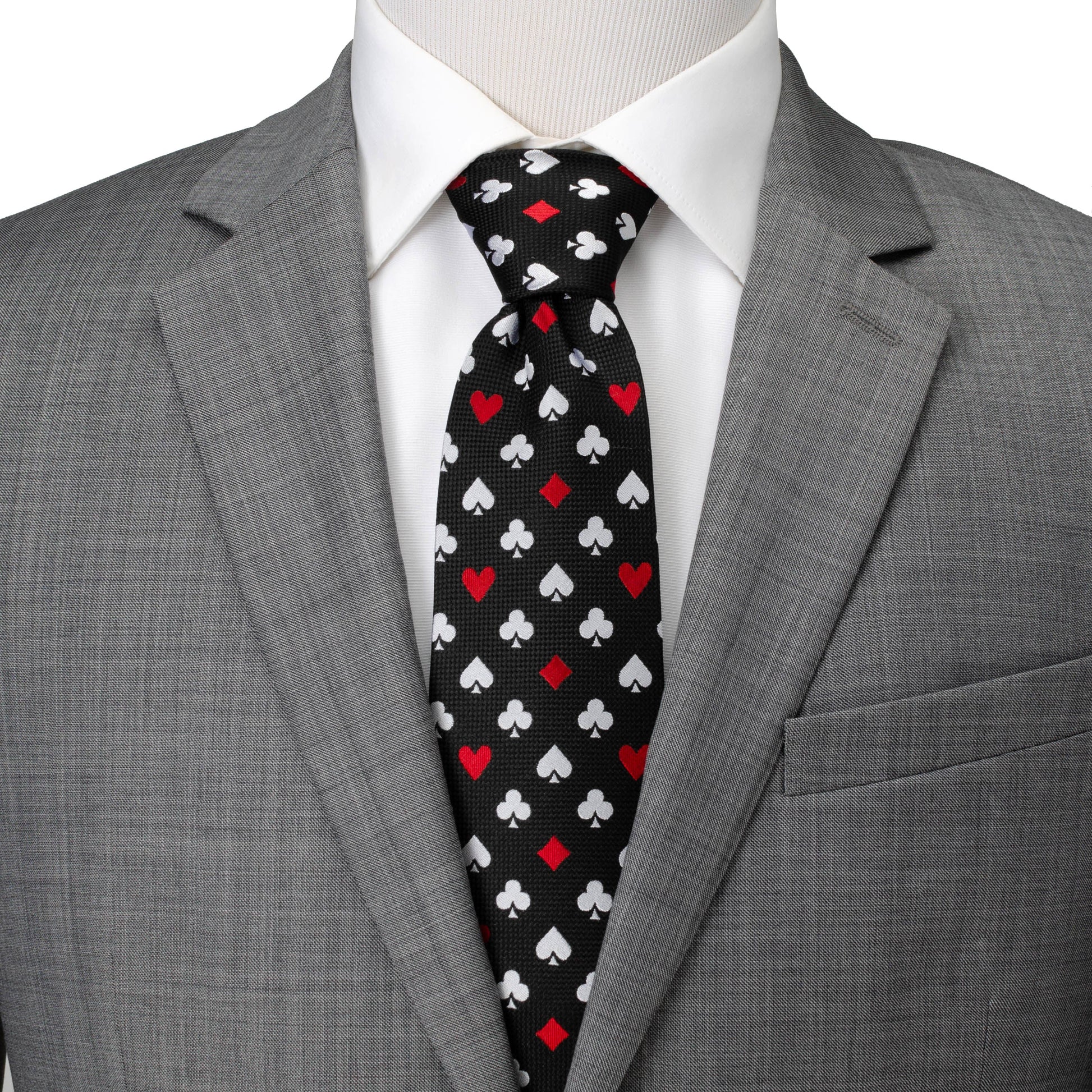 Card Suits Vegas Hidden Message Black Men's Tie - My Men's Shop