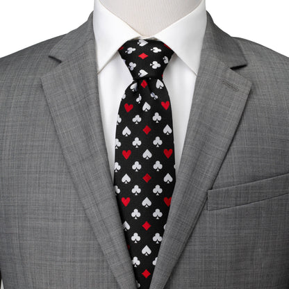 Card Suits Vegas Hidden Message Black Men's Tie - My Men's Shop