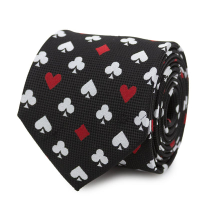 Corazones Picas Tréboles Diamantes Mensaje Oculto Corbata Negra para Hombre