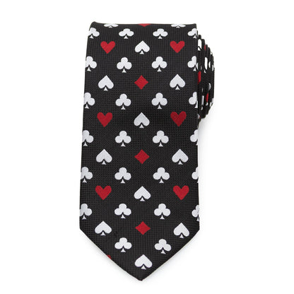 Card Suits Vegas Hidden Message Black Men's Tie - My Men's Shop