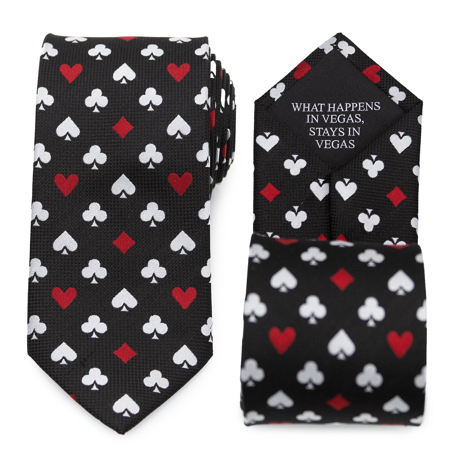 Card Suits Vegas Hidden Message Black Men's Tie - My Men's Shop