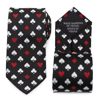 Card Suits Vegas Hidden Message Black Men's Tie - My Men's Shop