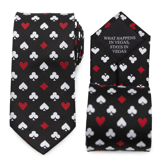 Card Suits Vegas Hidden Message Black Men's Tie - My Men's Shop