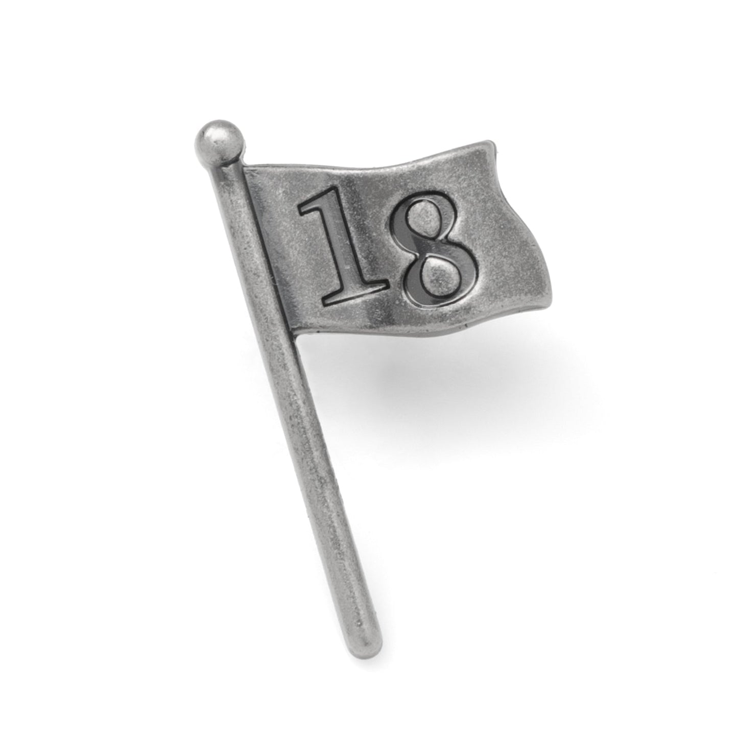 Pin de solapa de plata antigua "Hoyo 18" de golf