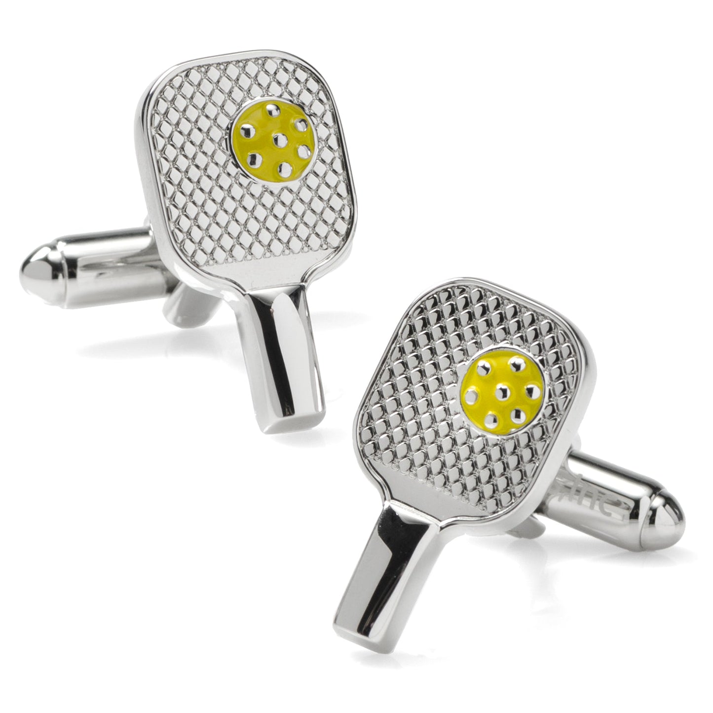 Gemelos plateados con raqueta de pickleball
