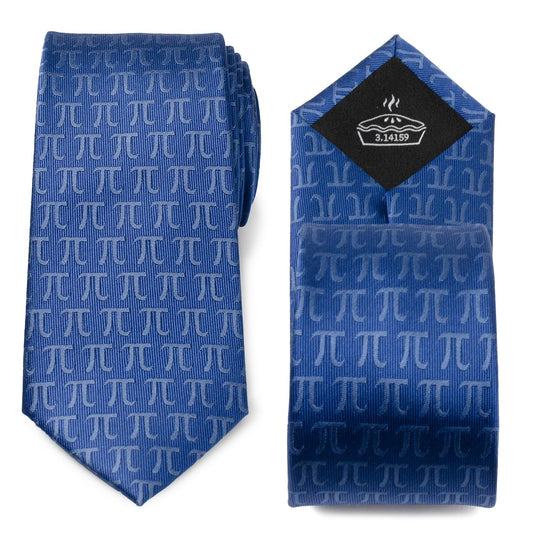 Corbata azul para hombre con el símbolo matemático Pi