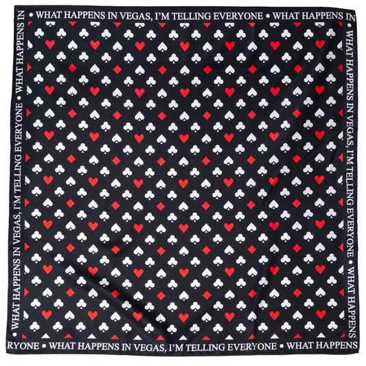 Pañuelo negro satinado con palos de cartas de Las Vegas