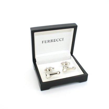 Silvertone Bottle Opener Cuff Links With Jewelry Box