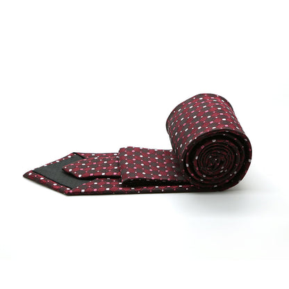 Ferrecci Mens Red Diamond Necktie with Handkerchief Set