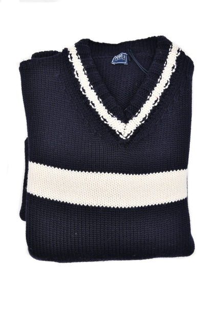 Fedeli Virgin Wool V-Neck Knit Sweater