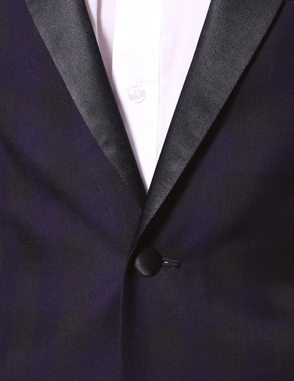 The Astor Purple Plaid Slim Shawl Tuxedo Blazer