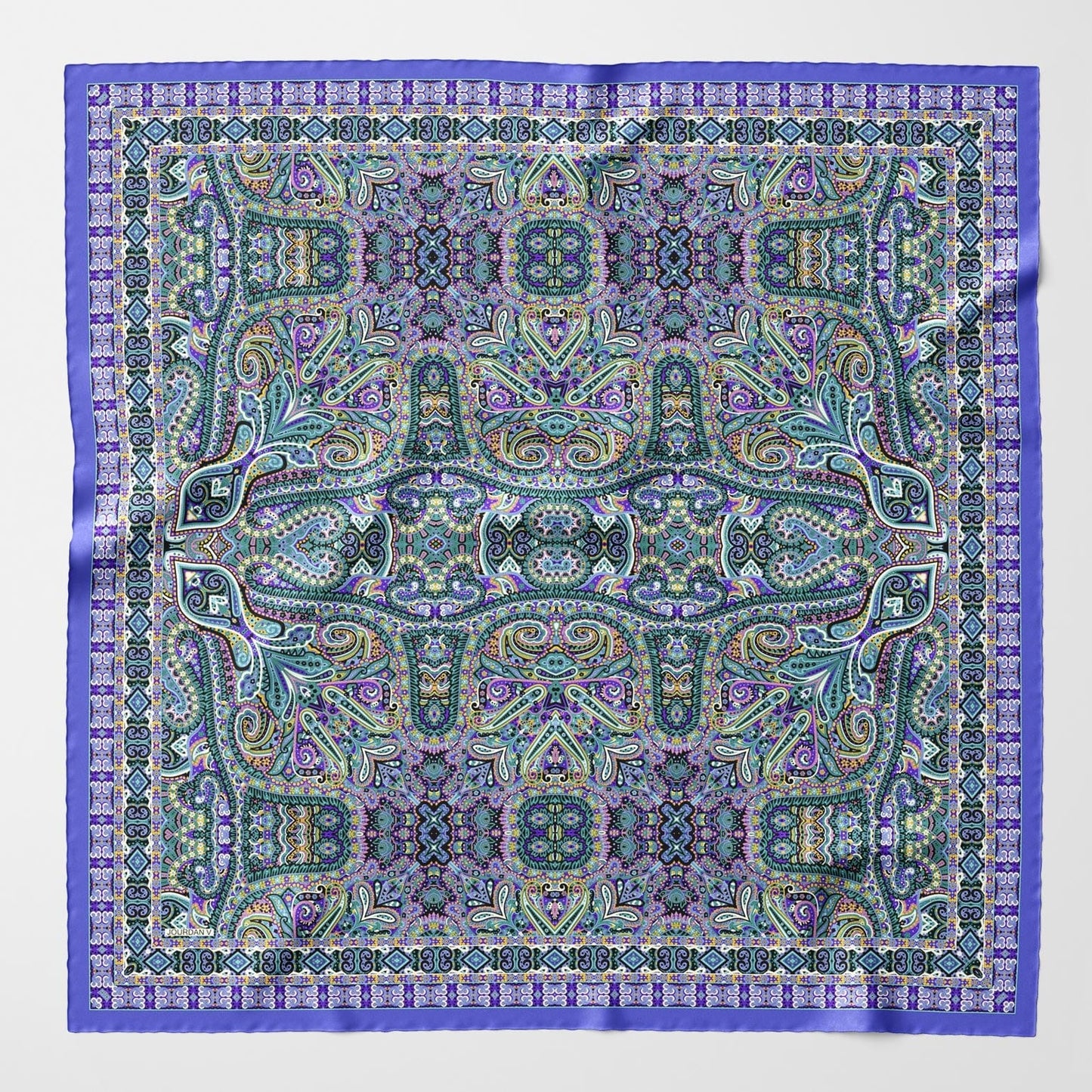 Ambra - Silk Scarf Shawl - Blueberry