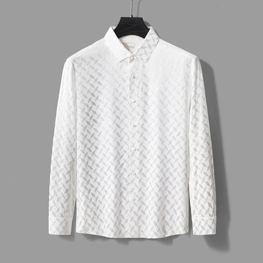Optic Tessellation Stitchless LS Shirt IVORY - My Men's Shop