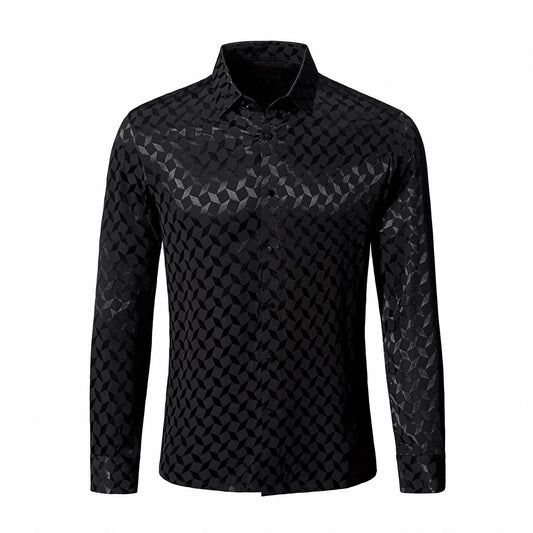 Optic Tessellation Stitchless LS Shirt BLACK - My Men's Shop