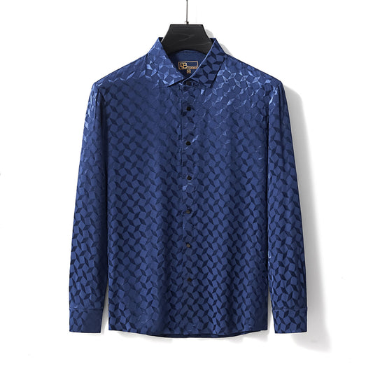 Optic Tessellation Stitchless LS Shirt NAVY - My Men's Shop