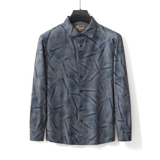 Inkstroke Geo Stitchless Shirt NAVY - My Men's Shop