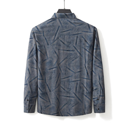 Inkstroke Geo Stitchless Shirt NAVY - My Men's Shop