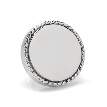 Stainless Steel Rope Border Round Engravable Lapel Pin - My Men's Shop
