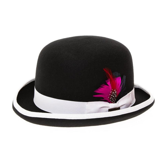 Ferrecci Premium Wool Black and White Derby Bowler Hat