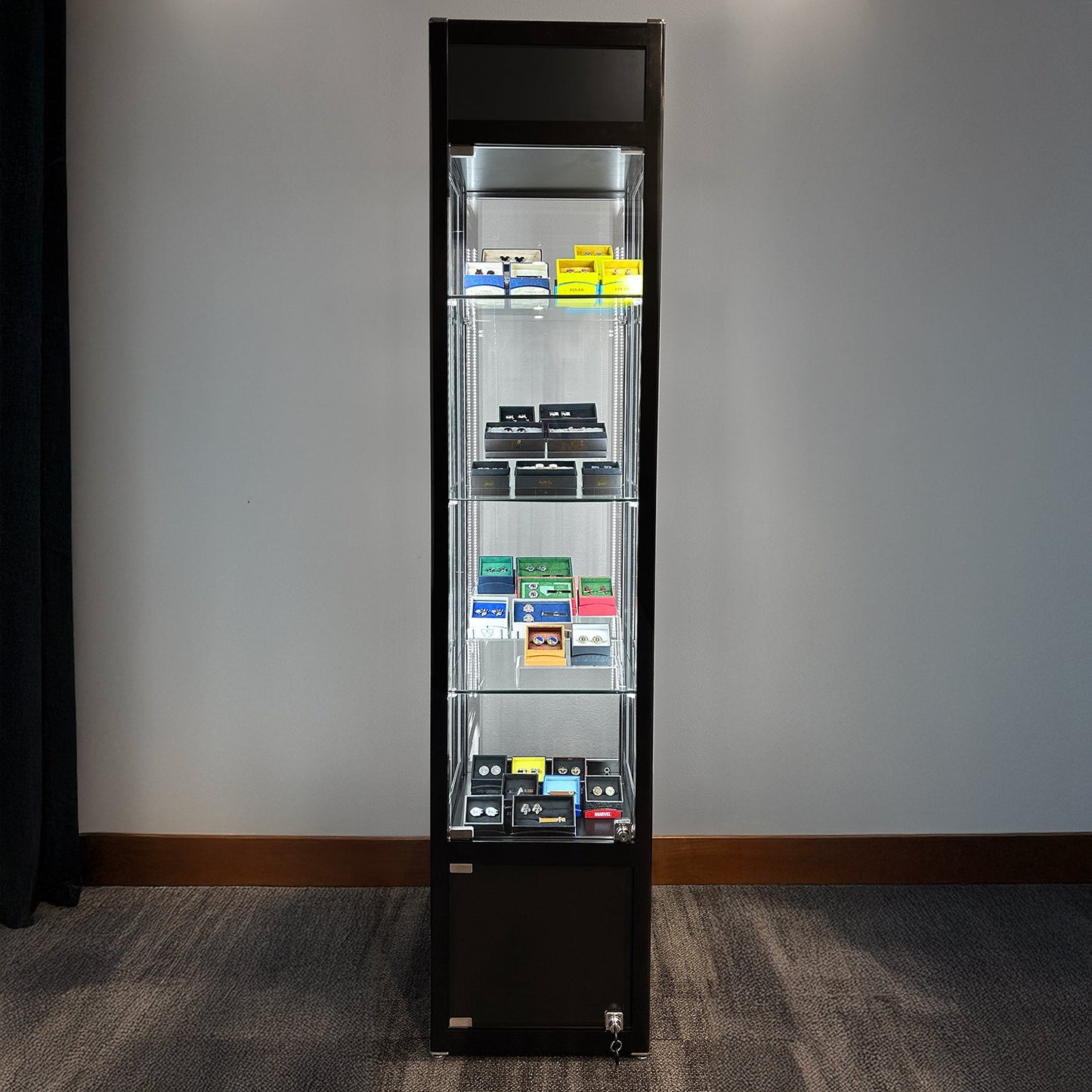 Retail Glass Display Black Cabinet With Locking Storage - My Men's Shop