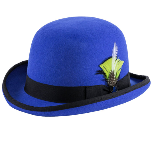 Ferrecci Premium Wool Blue and Black Derby Bowler Hat