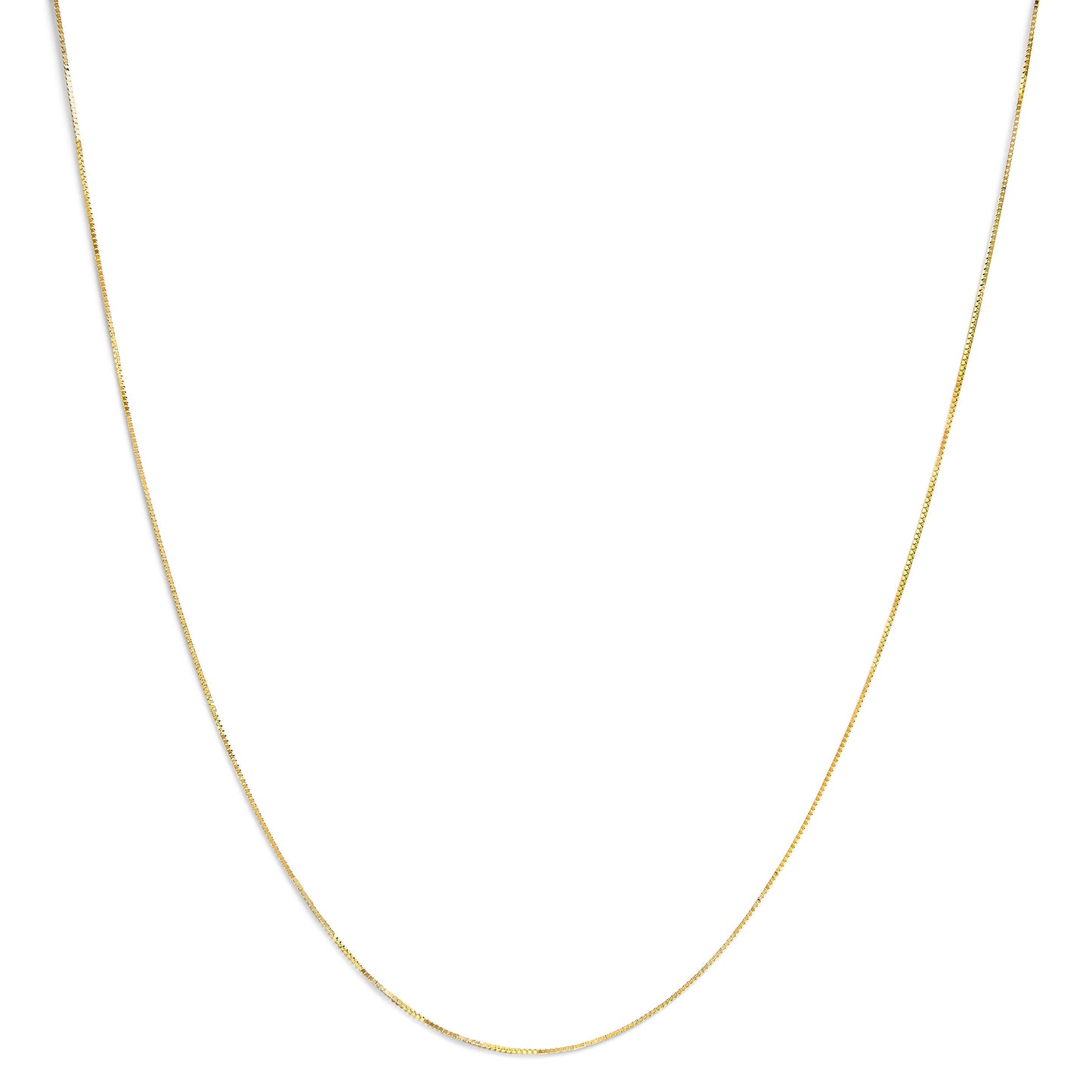 Cadena clásica de eslabones cuadrados de oro amarillo macizo de 14K de 0.75mm. Cadena unisex - Tamaño 16 Pulgadas