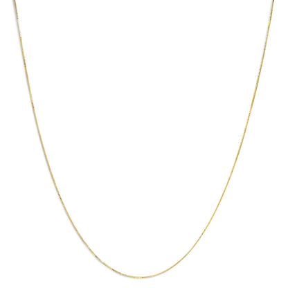 Cadena clásica de eslabones cuadrados de oro amarillo macizo de 14K de 0.75mm. Cadena unisex - Tamaño 16 Pulgadas