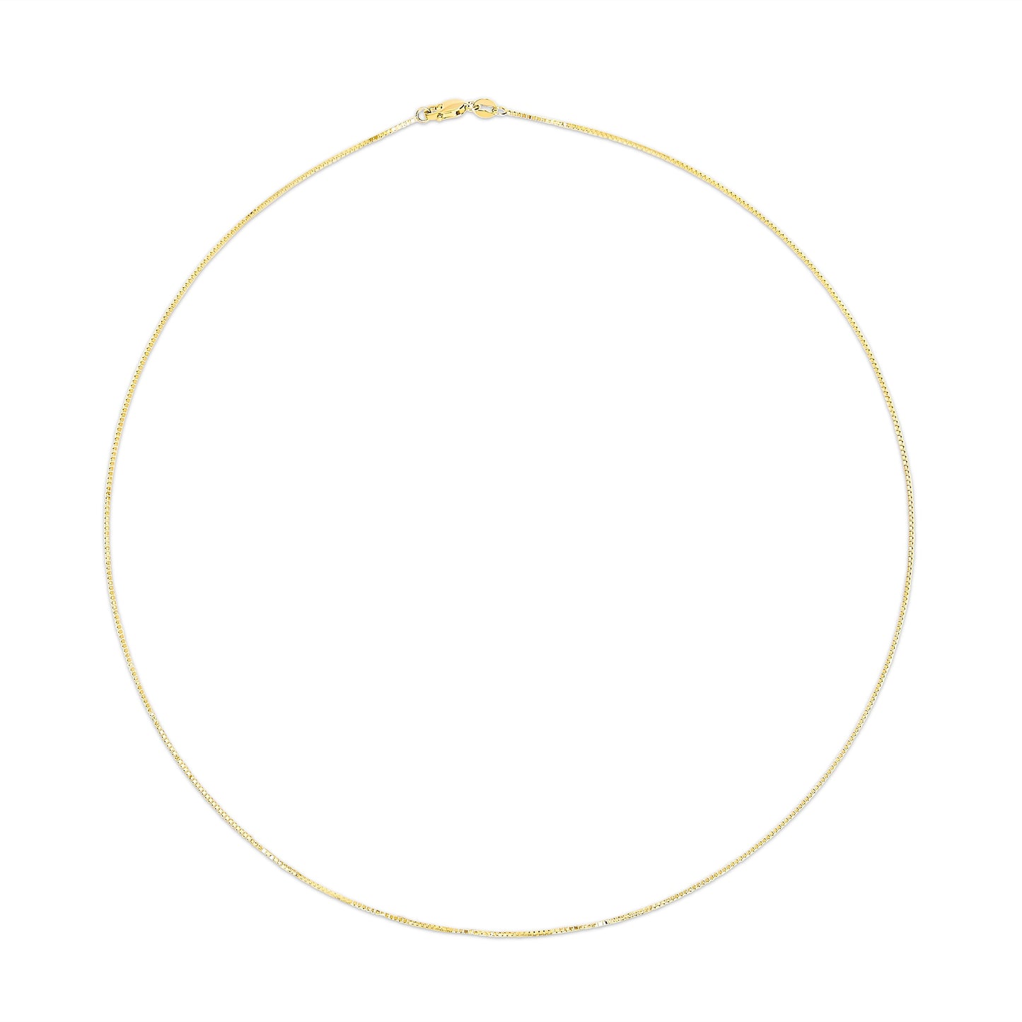 Cadena clásica de eslabones cuadrados de oro amarillo macizo de 14K de 0.75mm. Cadena unisex - Tamaño 16 Pulgadas