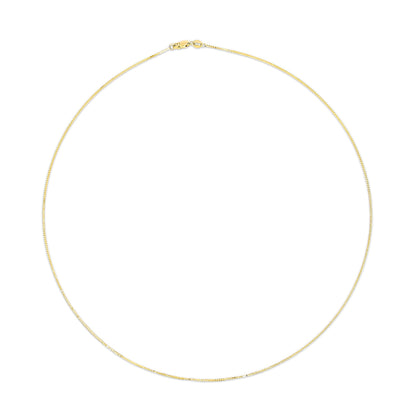 Cadena clásica de eslabones cuadrados de oro amarillo macizo de 14K de 0.75mm. Cadena unisex - Tamaño 16 Pulgadas