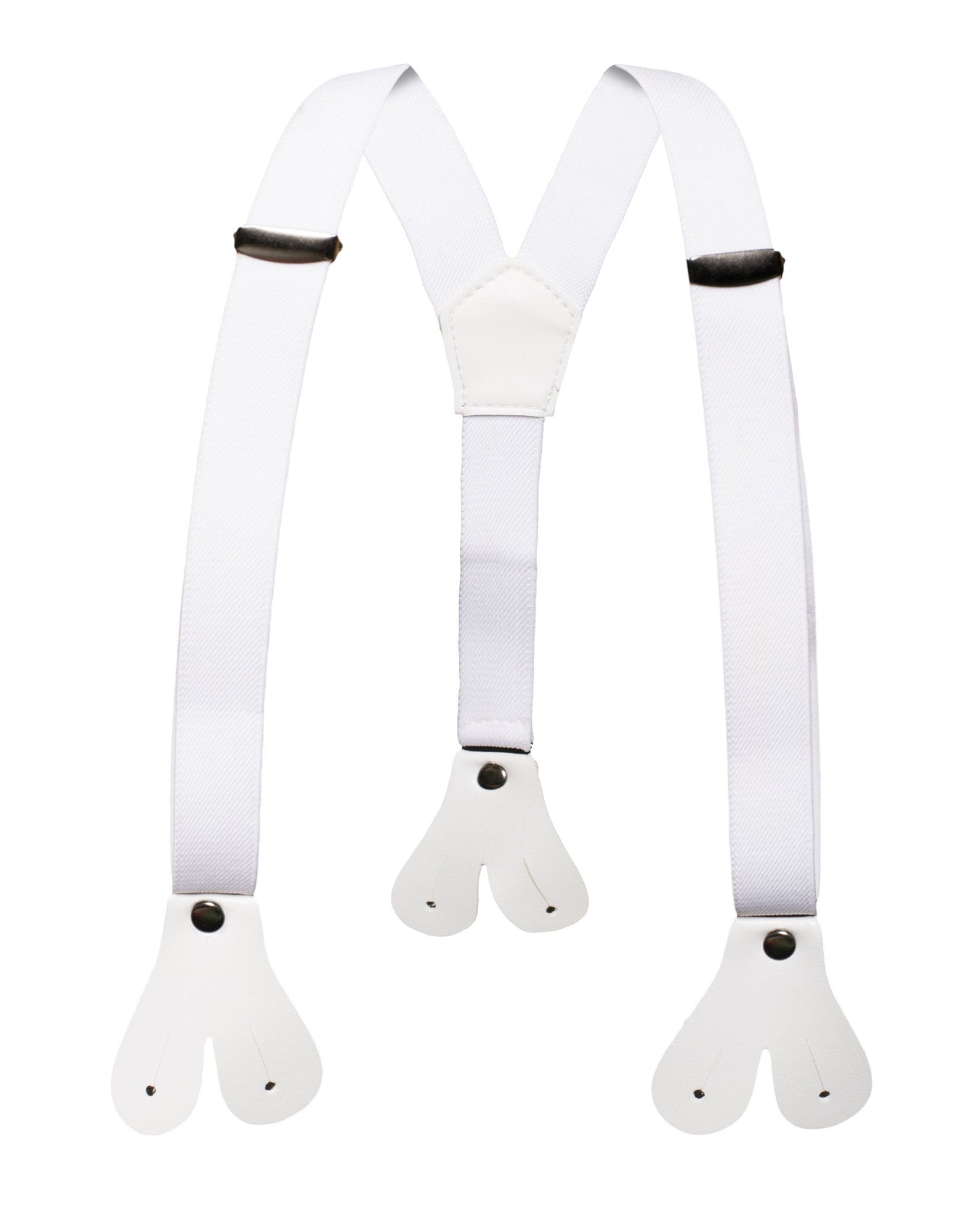 Boys White Button End Suspenders