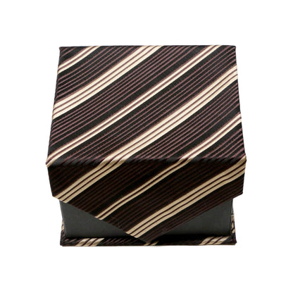 Men's Classic Brown-Tan Minimal Geometric Design 4-pc Necktie Box Set