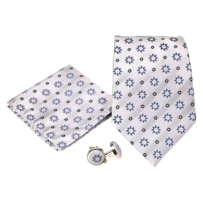 Men's Grey Floral Pattern Design 4-pc Necktie Box Set