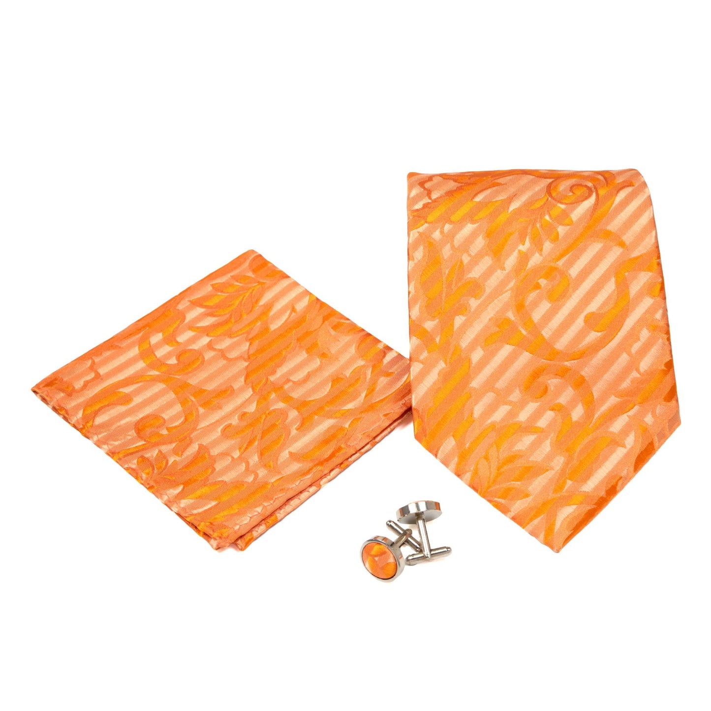 Men's Orange Geometric Pattern Design 4-pc Necktie Box Set