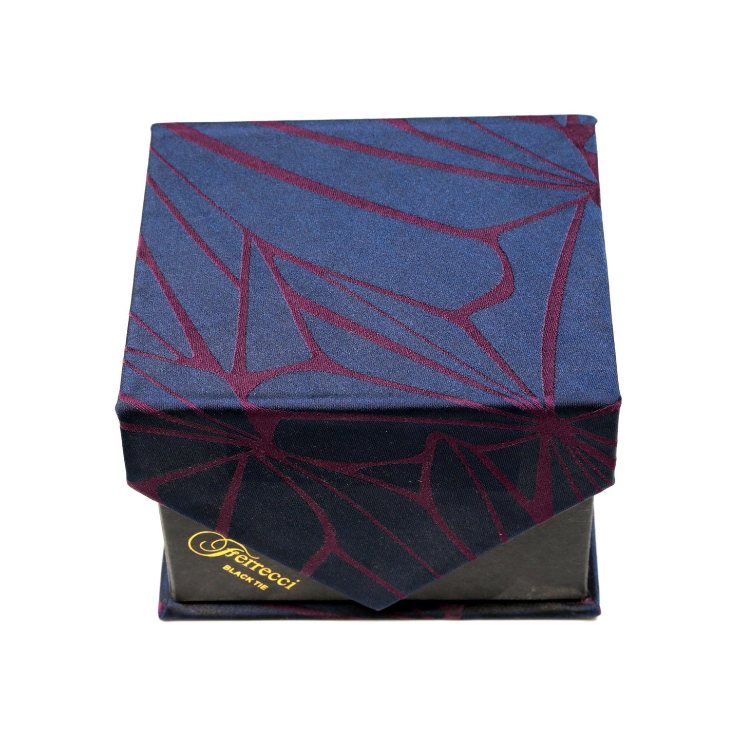 Men's Navy Burgundy Geometric Pattern Design 4-pc Necktie Box Set
