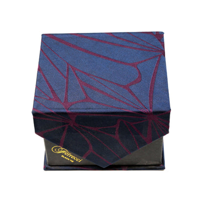 Men's Navy Burgundy Geometric Pattern Design 4-pc Necktie Box Set