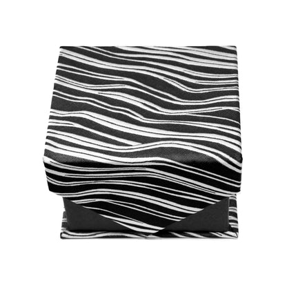 Men's Black-White Wavy Pattern Design 4-pc Necktie Box Set