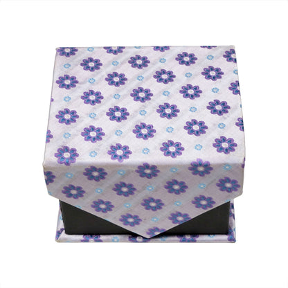 Men's Funky Purple Floral Pattern Design 4-pc Necktie Box Set