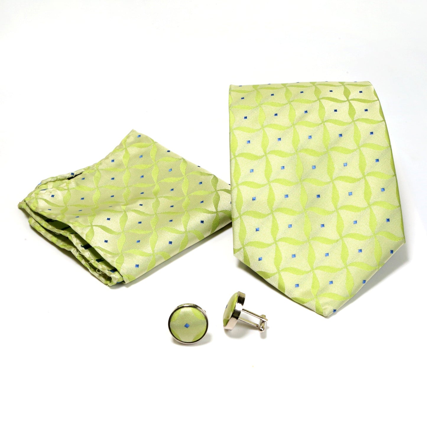 Men's Light Green Geometric Design 4-pc Necktie Box Set