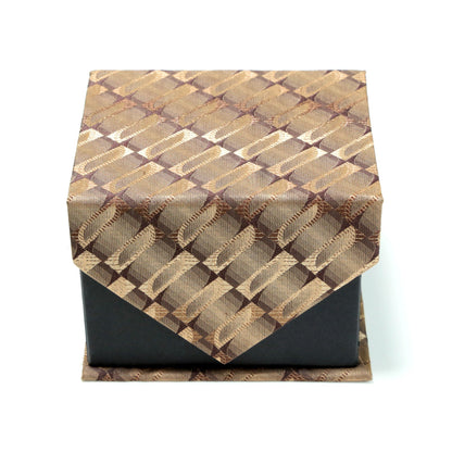 Men's Funky Brown Geometric Design 4-pc Necktie Box Set