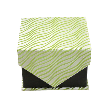 Men's Wavy Green Geometric Design 4-pc Necktie Box Set