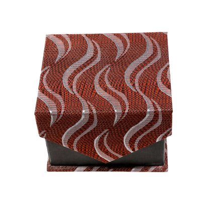 Men's Brown Wavy Geometric Pattern Design 4-pc Necktie Box Set