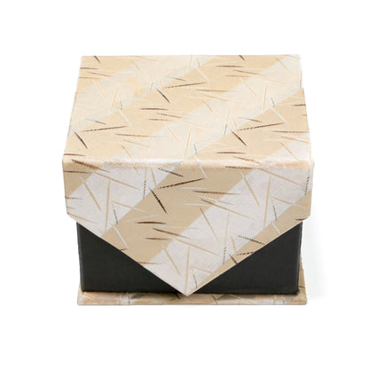 Men's Tan-White Scattered Striped Design 4-pc Necktie Box Set