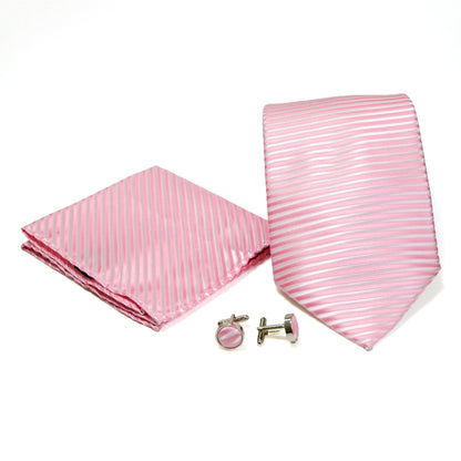 Men's Soft Pink Striped Design 4-pc Necktie Box Set