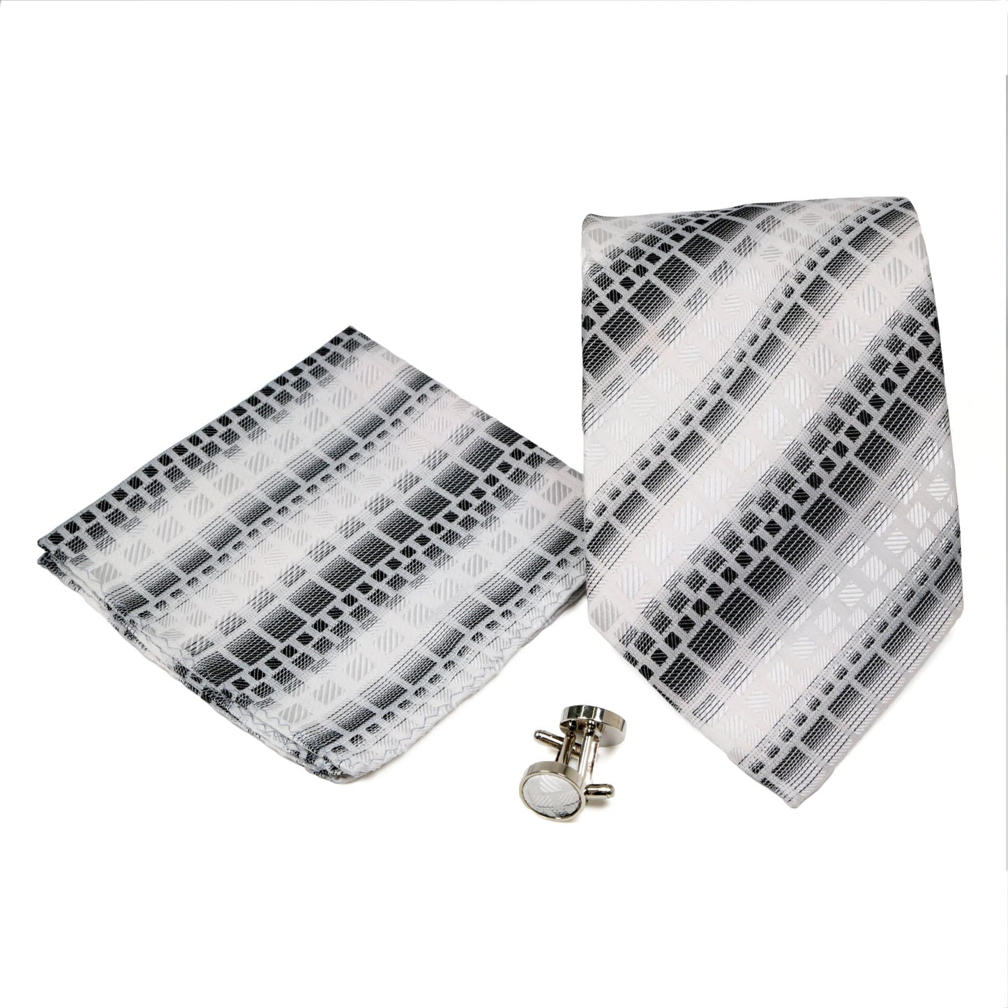 Men's Grey Geometric Pattern Design 4-pc Necktie Box Set