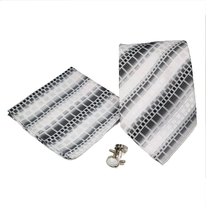 Men's Grey Geometric Pattern Design 4-pc Necktie Box Set