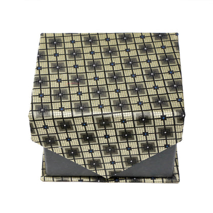 Men's Blue-Gold Layered Geometric Design 4-pc Necktie Box Set