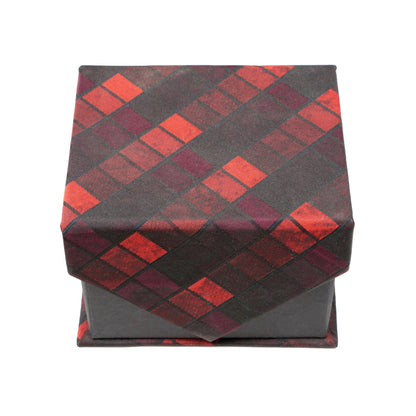 Men's Red/Black Square Geometric Pattern Design 4-pc Necktie Box Set